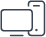 Outline of computer monitor and server tower side by side