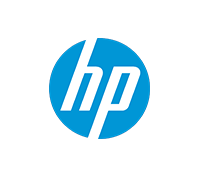 Hewlett Packard (HP) logo; a circle with a blue background and the lower case letters "h" and "p" in white